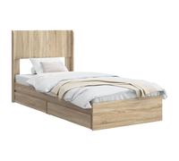vidaXL Cadre de lit avec rangement et tête de lit Chêne Sonoma, Lit moderne de rangement, cadre rectangulaire, tête de lit élégante, style minimaliste, confort organisé