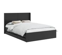 vidaXL Cadre de lit avec Rangement et tête de lit Noir 120 x 190 cm, Lit rectangulaire Chic, Cadre Moderne, Rangement Pratique, Bois ingénieur, Meubles pour Chambre organisée