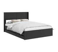 vidaXL Cadre de lit avec Rangement et tête de lit Noir 140 x 200 cm, Essentiels pour la Chambre, Cadre de lit Moderne, Design rectangulaire, Rangement Pratique pour Le mobilier Contemporain