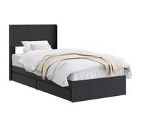 vidaXL Cadre de lit avec rangement et tête de lit Noir 90 x 190 cm, Lit moderne de rangement, cadre rectangulaire, tête de lit élégante, style minimaliste, confort organisé