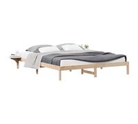 vidaXL Cadre de lit avec Tables de Chevet Naturel 200 x 210 cm, Cadre de lit Moderne, Design en pin rectangulaire, Solution Chic, mobilier Robuste pour des Chambres Confortables