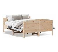 vidaXL Cadre de lit 3216167 avec tête de lit et sommier à lattes 160x200 cm en pin massif Marron