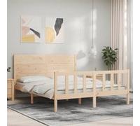 vidaXL Cadre de lit avec tête de lit 160x200 cm bois massif 3192761 Beige G