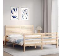 vidaXL Cadre de lit avec tête de lit 160x200 cm Bois Massif, lit, mobilier de Chambre à Coucher, lit en Bois, lit Double, Cadre de lit en Bois