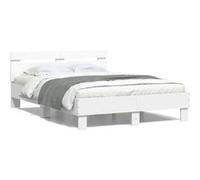 vidaXL Cadre de lit avec tête de lit blanc 120x200cm bois d'ingénierie 3207427 Blanc G