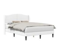 vidaXL Cadre de lit avec tête de lit Blanc 140 x 200 cm Simili Cuir, Cadre de lit Moderne rectangulaire, mobilier d'intérieur Robuste, Base à Lattes, Assemblage nécessaire
