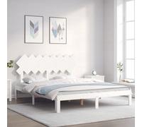 vidaXL Cadre de lit avec tête de lit blanc 160x200 cm bois massif