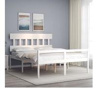 vidaXL Cadre de lit avec tête de lit blanc 160x200 cm bois massif 3195427