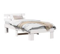 vidaXL Cadre de lit avec tête de lit Blanc 80 x 200 cm Pin Massif, Cadre de lit Moderne, rectangulaire, Bois de pin Solide, Design Minimaliste, Essentiel pour la Chambre