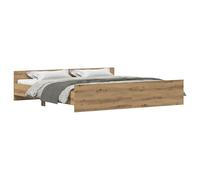 vidaXL Cadre de lit avec tête de lit Chêne artisanal 203 x 203 x 50 cm 3329304