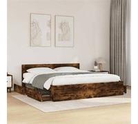 vidaXL Cadre de lit avec tête de lit sans matelas chêne fumé 180x200cm 3295545