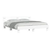 vidaXL Cadre de Lit avec Tête de Lit Double en Bois d'Ingénierie Blanc 200x200cm - Mobilier de Chambre