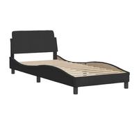 vidaXL Cadre de Lit avec Tête de Lit Dover, Lit Rembourré avec Sommier à Lattes, Lit Simple avec Pied, Lit Adulte de Chambre, Noir 90x200 cm Velours