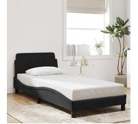 vidaXL Cadre de lit Dover – Tête rembourrée, sommier à lattes 90x200 cm Velours Noir