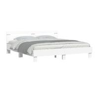 vidaXL Cadre de Lit avec Tête de Lit et LED, Lit Double avec Sommier à Lattes, Lit Adulte de Chambre, Blanc 200x200 cm Bois d'Ingénierie