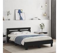 vidaXL Cadre de Lit avec Tête de Lit et LED, Lit Double avec Sommier à Lattes, Lit Adulte de Chambre, Noir 120x200 cm Bois 3207554 Noir