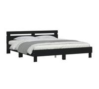 vidaXL Cadre de Lit avec Tête de Lit et LED, Lit Double avec Sommier à Lattes, Lit Adulte de Chambre, Noir 180x200 cm Bois d'Ingénierie