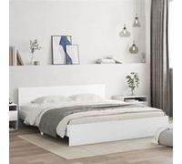 vidaXL Cadre de Lit avec Tête de Lit et LED, Lit Double avec Sommier à Lattes, Lit Adulte, Meuble de Chambre à Coucher, Moderne, Blanc 180x200 cm