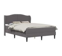 vidaXL Cadre de lit avec tête de lit Gris 140 x 190 cm Simili Cuir, Cadre de lit rectangulaire Moderne, Simili Cuir Chic, Facile à Nettoyer, tête Douillette, Base à Lattes Pratique