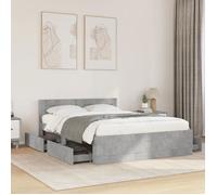 vidaXL Cadre de lit avec tête de lit gris béton 120x190 cm, meubles de chambre à coucher, lit double, sommier, lit, cadre de