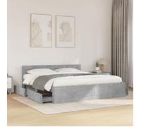 vidaXL Cadre de lit avec tête de lit gris béton 200x200 cm, meubles de chambre à coucher, lit double, sommier, lit, cadre de