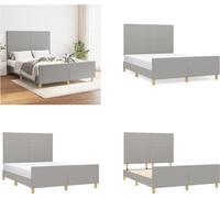 vidaXL Cadre de lit avec tête de lit Gris clair 140x190 cm Tissu - Cadre de lit Avec Tête de lit - Cadre de lit - Lit Avec Tête de lit