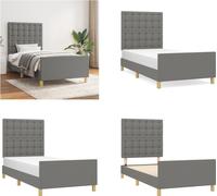 vidaXL Cadre de lit avec tête de lit Gris foncé 100x200 cm Tissu - Cadre de lit Avec Tête de lit - Cadre de lit - Lit Avec Tête de lit