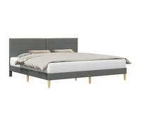 vidaXL Cadre de lit avec tête de lit Gris foncé 180 x 200 cm Tissu, Ensemble de Chambre Chic, Cadre de lit Moderne en Bois et Tissu, mobilier Contemporain, idées déco