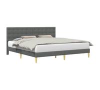 vidaXL Cadre de lit avec tête de lit Gris foncé 180 x 200 cm Tissu, Lit élégant, Cadre rectangulaire, Style Moderne, Structure Robuste, Housse en Tissu, Montage Facile pour Un Confort Optimal