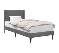 vidaXL Cadre de lit avec tête de lit Gris foncé 90 x 190 cm Velours, Chambre Moderne, Cadre de lit élégant, Structure en contreplaqué, Style Minimaliste, Matelas en Mousse Confortable