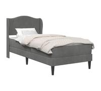 vidaXL Cadre de lit avec tête de lit Gris foncé 90 x 190 cm Velours, Lit en Velours Moderne et Confortable pour Chambre, Meuble d'intérieur Pratique, Structure Simple avec Lattes en contreplaqué