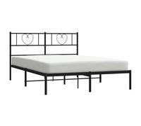 vidaXL Cadre de Lit avec Tête de Lit, Lit de Double avec Sommier à Lattes, Lit Adulte avec Rangement Chambre, Moderne, Noir 120x200 cm Métal
