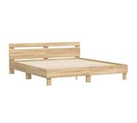 vidaXL Cadre de Lit avec Tête de Lit, Lit Double avec Sommier à Lattes, Lit Adulte de Chambre, Moderne, Chêne Sonoma 180x200 cm Bois d'Ingénierie