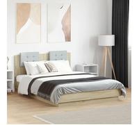 vidaXL Cadre de Lit avec Tête de Lit, Lit Double avec Sommier à Lattes, Lit Adulte de Chambre, Moderne, Chêne Sonoma 120x190 3209963 Marron G