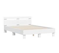 vidaXL Cadre de Lit avec Tête de Lit, Lit Double avec Sommier à Lattes, Lit Adulte, Meuble de Chambre, Moderne, Blanc 120x200 cm Bois d'Ingénierie