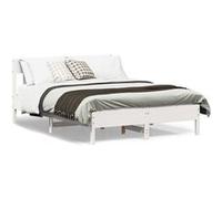 vidaXL Cadre de lit avec tête de lit – Lit double 120x190, sommier à lattes, pin massif blanc