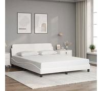vidaXL Cadre de Lit Dover, Lit Rembourré avec Sommier à Lattes, Lit Double avec Pied Chambre à Coucher, Blanc 160x200 cm Similicuir