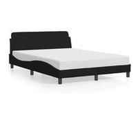 vidaXL Cadre de Lit avec Tête de Lit, Lit Rembourré avec Sommier à Lattes, Lit Double avec Pied Chambre à Coucher, Noir 373187 Noir G