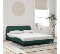 vidaXL Cadre de Lit avec Tête de Lit, Lit Rembourré avec Sommier à Lattes, Lit Double avec Pied Chambre à Coucher, Vert 373215 Vert G