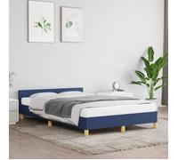 vidaXL Cadre de lit rembourré avec tête de lit 120x190 cm, sommier à lattes - Bleu 379540