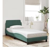 vidaXL Cadre de lit Dover 80x200 cm velours, rembourré avec tête de lit Vert foncé