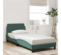 vidaXL Cadre de Lit avec Tête de Lit, Lit Rembourré avec Sommier à Lattes, Lit Simple avec Pied, Lit Adulte de Chambre, Vert 373115 Vert G