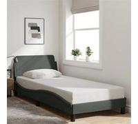 vidaXL Cadre de Lit Dover, Lit Rembourré avec Sommier à Lattes, Lit Simple avec Pied, Lit Adulte de Chambre, Gris Foncé 90x190 cm Tissu
