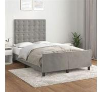 vidaXL Cadre de Lit avec Tête de Lit, Lit Rembourré, Lit Double, Lit Adulte de Chambre à Coucher Intérieur, Moderne, Gris 3270602 Gris G