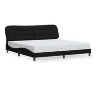 vidaXL Cadre de Lit avec Tête de Lit, Lit Rembourré, Sommier à Lattes, Lit Double, Lit Adulte de Chambre à Coucher Intérieur, Moderne, Noir 200x200 cm Tissu Noir G
