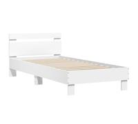 vidaXL Cadre de Lit avec Tête de Lit, Lit Simple avec Sommier à Lattes, Lit Adulte, Meuble de Chambre à Coucher, Blanc 90x190 cm Bois d'Ingénierie