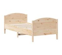 vidaXL Cadre de Lit avec Tête de Lit, Lit Simple avec Sommier à Lattes, Lit Adulte, Meuble de Chambre, Moderne, 90x190 cm Bois de Pin Massif