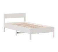 vidaXL Cadre de Lit avec Tête de Lit, Lit Simple avec Sommier à Lattes, Lit Adulte, Meuble de Chambre, Moderne, Blanc 90x190cm Bois de Pin Massif