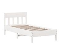vidaXL Cadre de Lit avec Tête de Lit, Lit Simple avec Sommier à Lattes, Lit Adulte, Meuble de Chambre, Moderne, Blanc 90x190cm Bois de Pin Massif