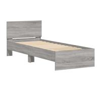 vidaXL Cadre de Lit avec Tête de Lit, Lit Simple avec Sommier à Lattes, Lit Adulte, Meuble de Chambre, Moderne, Sonoma Gris 75x190 cm Bois Ingénierie